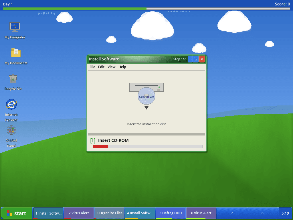 Software-installieren-Aufgabe mit CD-ROM-Visual