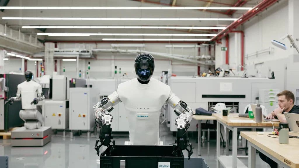 HMND 01 rollender humanoider Roboter im Siemens-Werk Erlangen