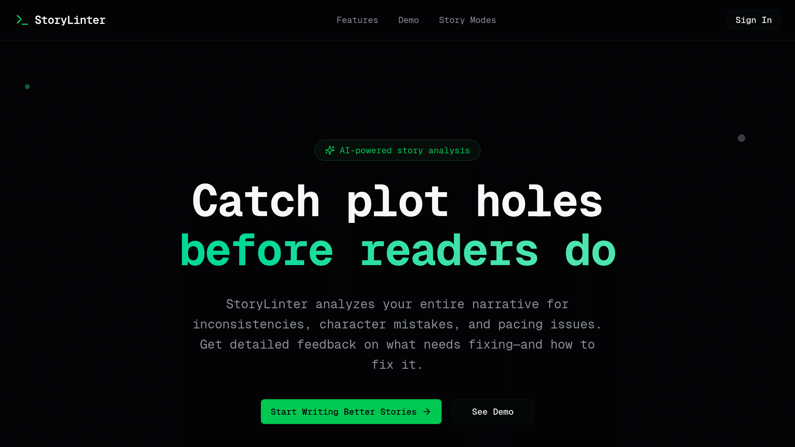 StoryLinter screenshot 1
